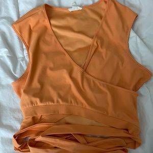 Meraki Orange Tie Tank Top
